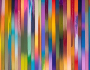 A vibrant painting featuring an array of colorful stripes in various widths, blending harmoniously to create a lively and dynamic visual experience.