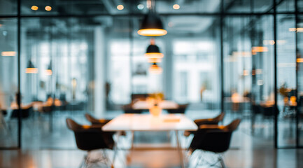 Blurred modern office with glass walls