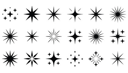 Sparkle Star Vector Set. Shiny Twinkle Starburst Icon Collection.