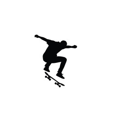Vector illustration of skateboarder performing a jump trick isolated on white background