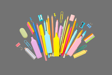 Colorful pens and pencils are ready for school
