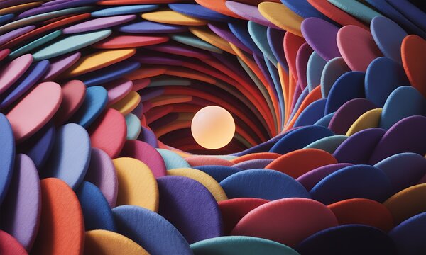 Vibrant Colorful Abstract Swirl Design with Glowing Orb - Perfect for Digital Art, Wallpapers More