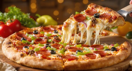 Delicious Meat Lovers Pizza with Melted Cheese Toppings - Order Now!