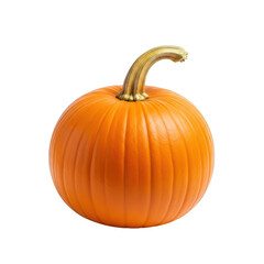 Obraz premium Single Orange Pumpkin with Green Stem Isolated whole fruit isolated on a transparent background