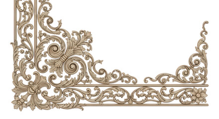 Ornate golden corner flourish design isolated on transparent background