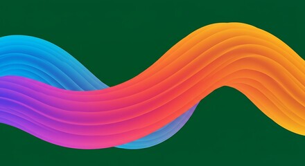 Colorful Abstract Wave Pattern on Green Background Modern Artistic Design