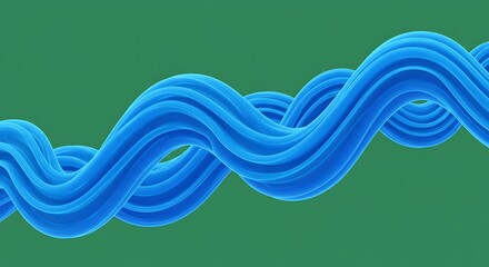 Abstract Blue Wavy Line Pattern on Green Background