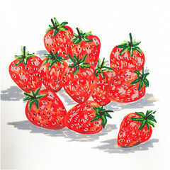 Strawberry acrylic marker painting