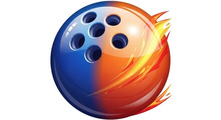 Fiery bowling ball hurtling down the lane with great speed and precision