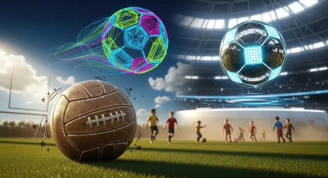 Evolution of Football: Retro Charm Meets Futuristic Innovation in a Dynamic Scene