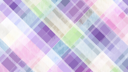 ラベンダーとミントの淡色格子柄