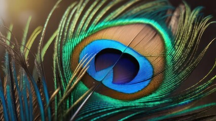 Naklejka premium Peacock feather close-up