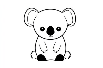 Naklejka premium Cute kawaii koala line art coloring page with thick black outline, simple cartoon animal drawing, isolated flat vector illustration on pure white background