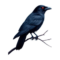Obraz premium Mysterious black raven perched on a branch