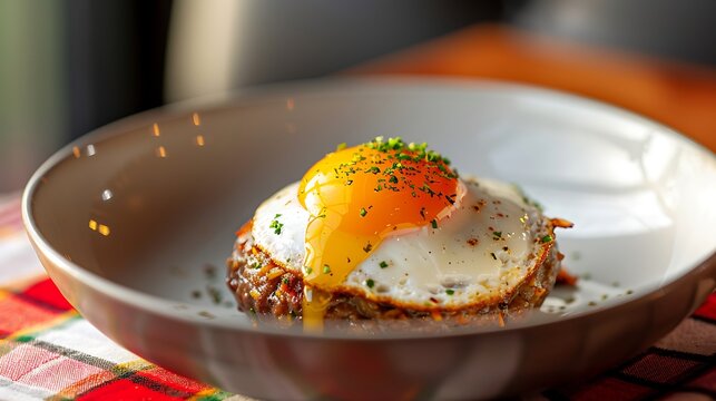 Savory breakfast bowl with fried egg and rice
