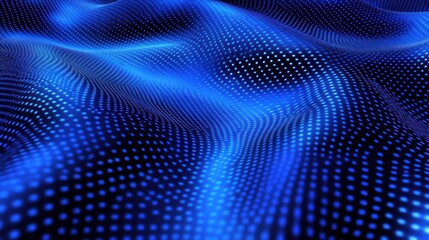 Obraz premium abstract, futuristic, neon, waves, digital, particles, dynamic, flowing, undulating, blue, vibrant, technological, surreal, mesmerizing, fluid, undulating, glowing, hypnotic 