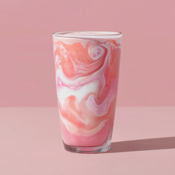 glass of pink latte