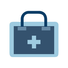 Obraz premium Medical first aid kit icon with a plus sign on white background health healthcare