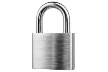 Brushed metal padlock, isolated on white