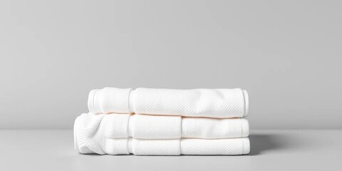 Fototapeta premium Clean white cotton towel mockup on grey background, isolated, clipping path, photography, linen