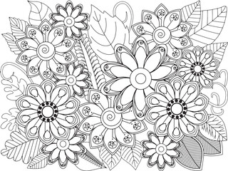 Fototapeta premium Detailed flower coloring pages