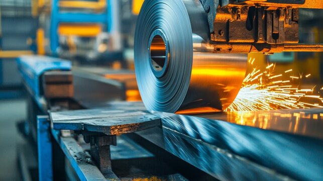 Machine for cutting steel coils.