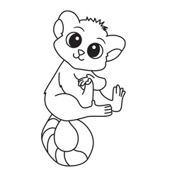 Cartoon monkey line art with big eyes and tail, adorable outline illustration for kids coloring, fun, and creative activity.
