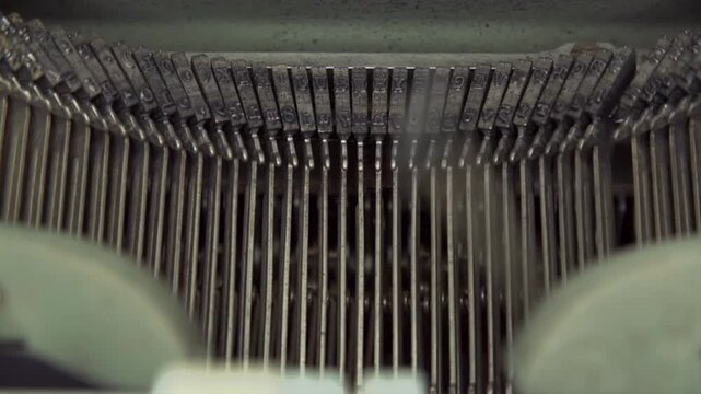 old typewriter keys, close up slow motion video
