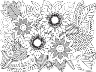 Detailed flower coloring pages