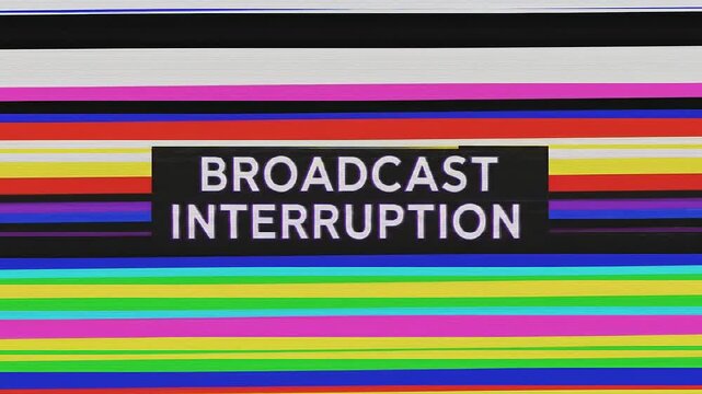 Broadcast Interruption Test Signal with Colorful Stripes, Graphic Display