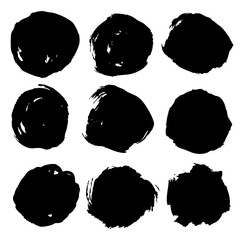 筆で描いた和風の円形背景素材セット