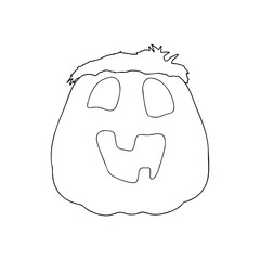 Outline for Coloring of Halloween Pumpkin. One of the Fall Holiday Symbol. Vector Illustration.