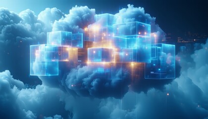 Obraz premium Abstract Futuristic Visualization of Cloud Storage