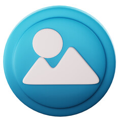 3D Render Circular blue icon with white user silhouette; ideal as profile placeholder for apps, websites, and onboarding.
