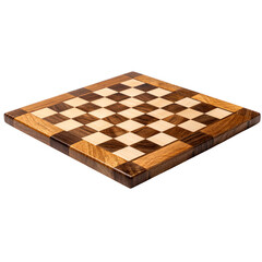 A chessboard made of walnut and cherry wood, polished to the natural luster of each grain. wooden shades. It is set against an isolated Transparent background PNG