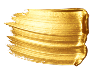 Smear of metallic gold paint isolated on transparent background