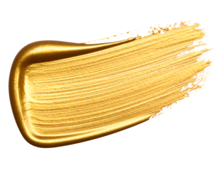 Smear of metallic gold paint isolated on transparent background