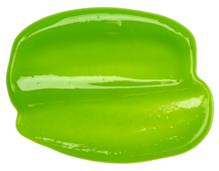 Smear of neon green slime isolated on transparent background