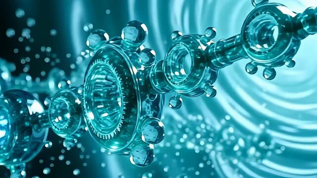 angstrom pellucid particle resemble drift timekeeper gearing softly circumvolve inwards angstrom twisting whirlpool of abstruse sapphire and emerald hues, roam intricate beam convention