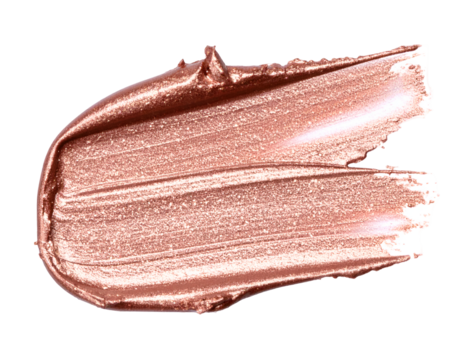 Smear of shimmery rose gold pigment isolated on transparent background