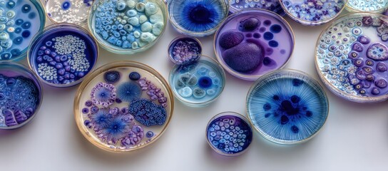 Petri dishes showcasing bacteria growth, abstract biology concept