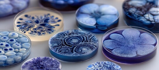 Bacteria Colonies in Petri Dishes on White Surface