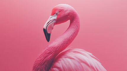 Sweet Pink Flamingo on Pink Background Illustration