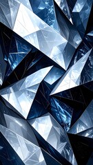 Obraz premium Abstract geometric pattern of interlocking triangles in shades of blue and gray