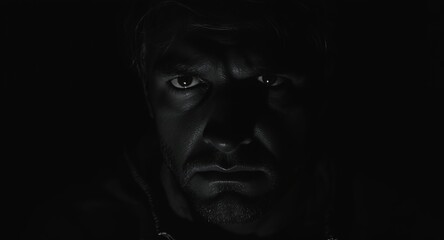 Intense Black and White Portrait Dramatic Low-Light Photography