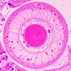 Detailed microscopic view of a biological section