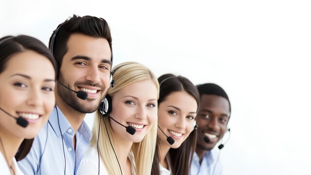 Happy Diverse Customer Service Team Smiling Professional Call Center Support Group