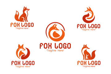 Fox Logo Set Modern Minimalist Animal Brand Design
