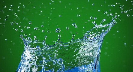 Splashing Water Droplet with Green Background in High Resolution