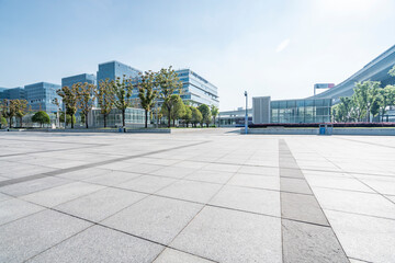 Fototapeta premium Empty road with modern buildings